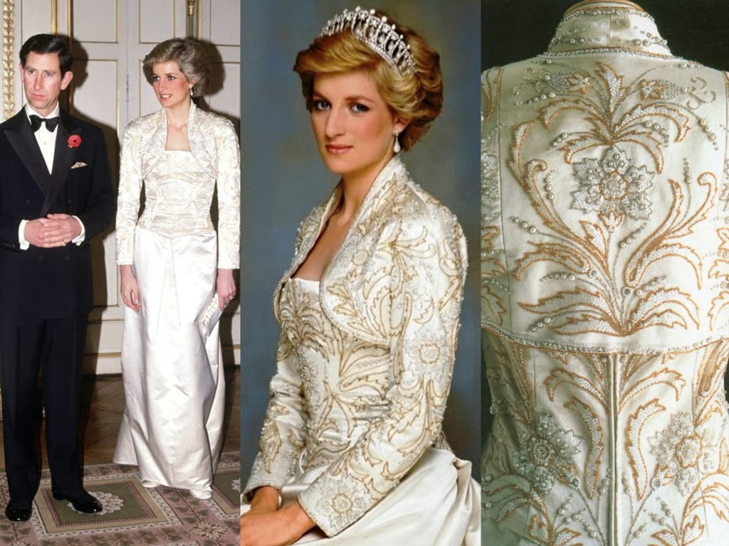 Franklin Mint Princess Diana RARE Vinyl Royal Portrait Doll Ivory Gown W Tiara