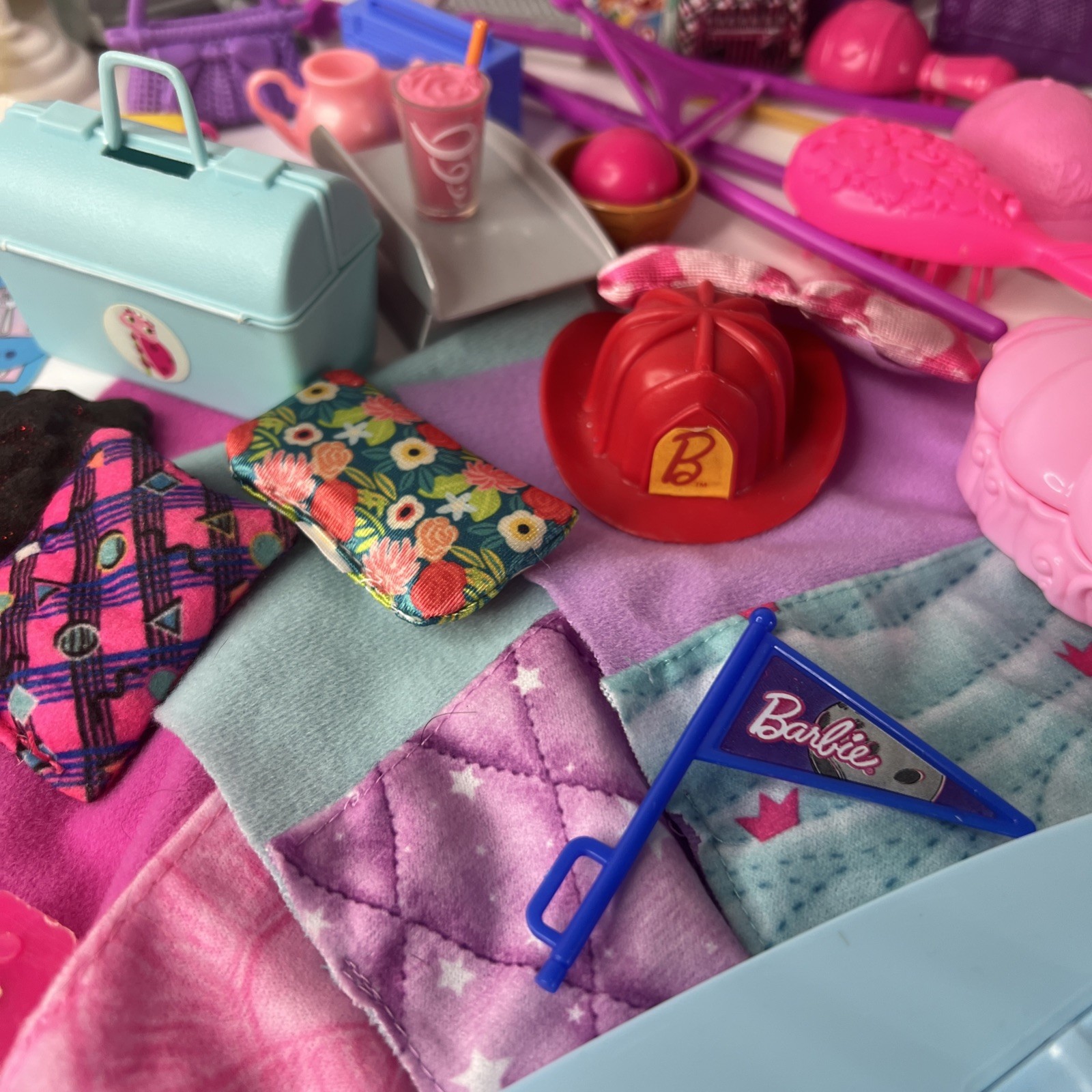 90 Pieces Barbie & Small Doll Assortment Of Accessories Toy Lot Junk Drawer Lot