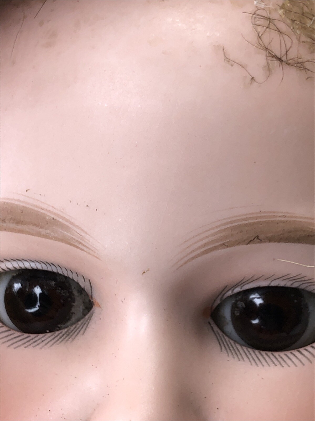 24” Antique Germany Bisque Doll AM Floradora 5 Leather Body Brown SL Eyes #o