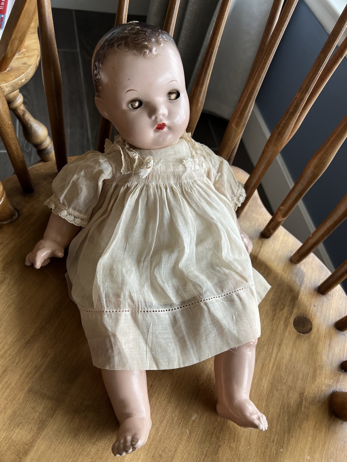 Ideal Doll Vintage Antique Composition Cloth Baby Eyes Open Close 16″ Tall