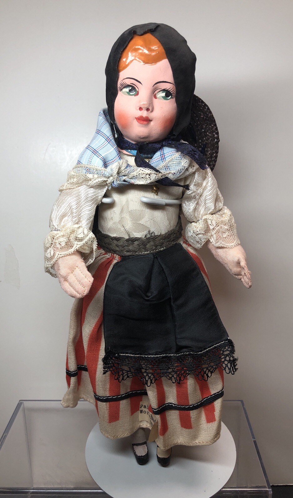 11.5” Antique 1944 WWII Parisian Artist Doll Original Wood/ Cloth/ Cardboard #Sa