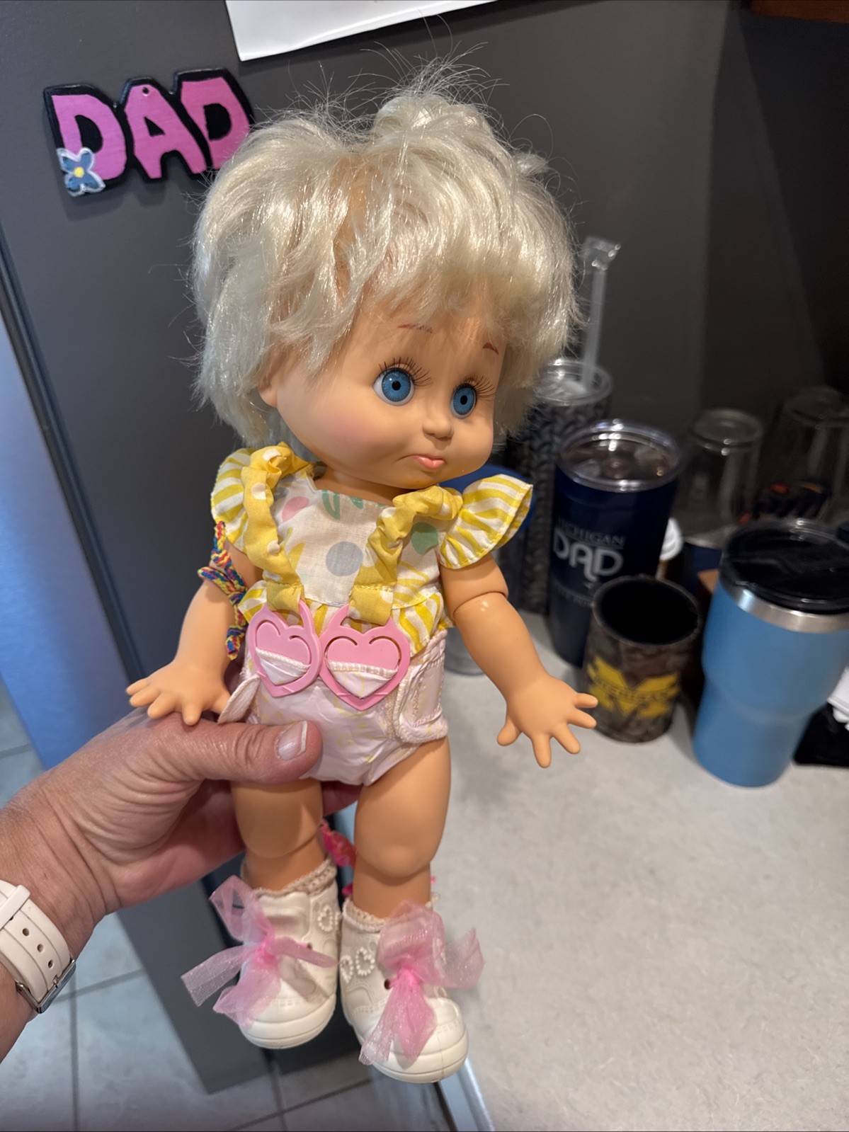 Vtg 1990 Galoob Baby Face Doll So Sorry Sarah #6 Pouty Face Original Outfit Tigh