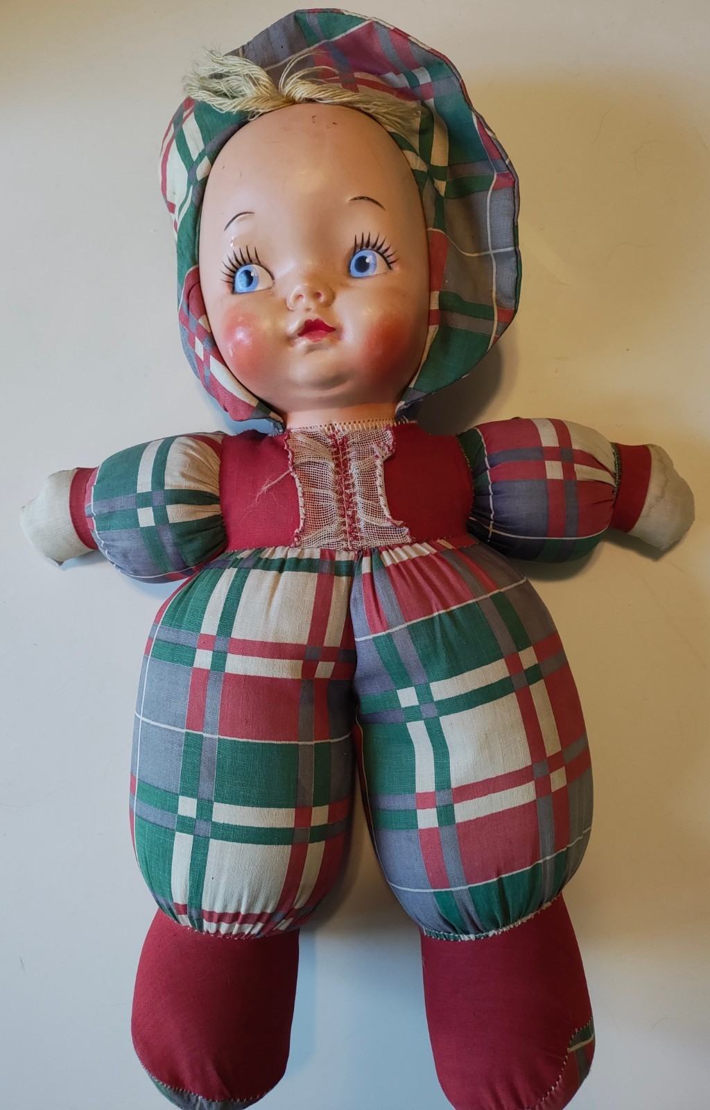 1950’S Perki balloon Dolli Gund doll Plaid Cloth Plastic Face HTF