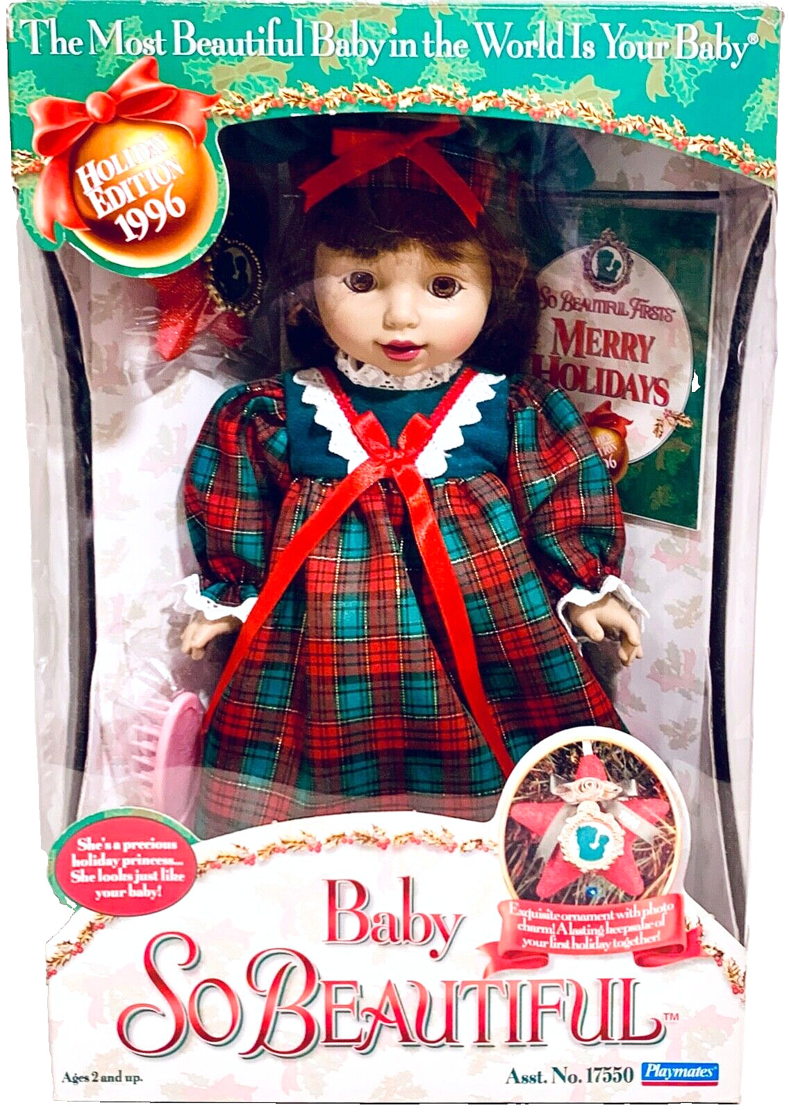 Playmates 1996 Holiday Edition NIB Baby So Beautiful 13″ Vinyl Girl Baby Doll