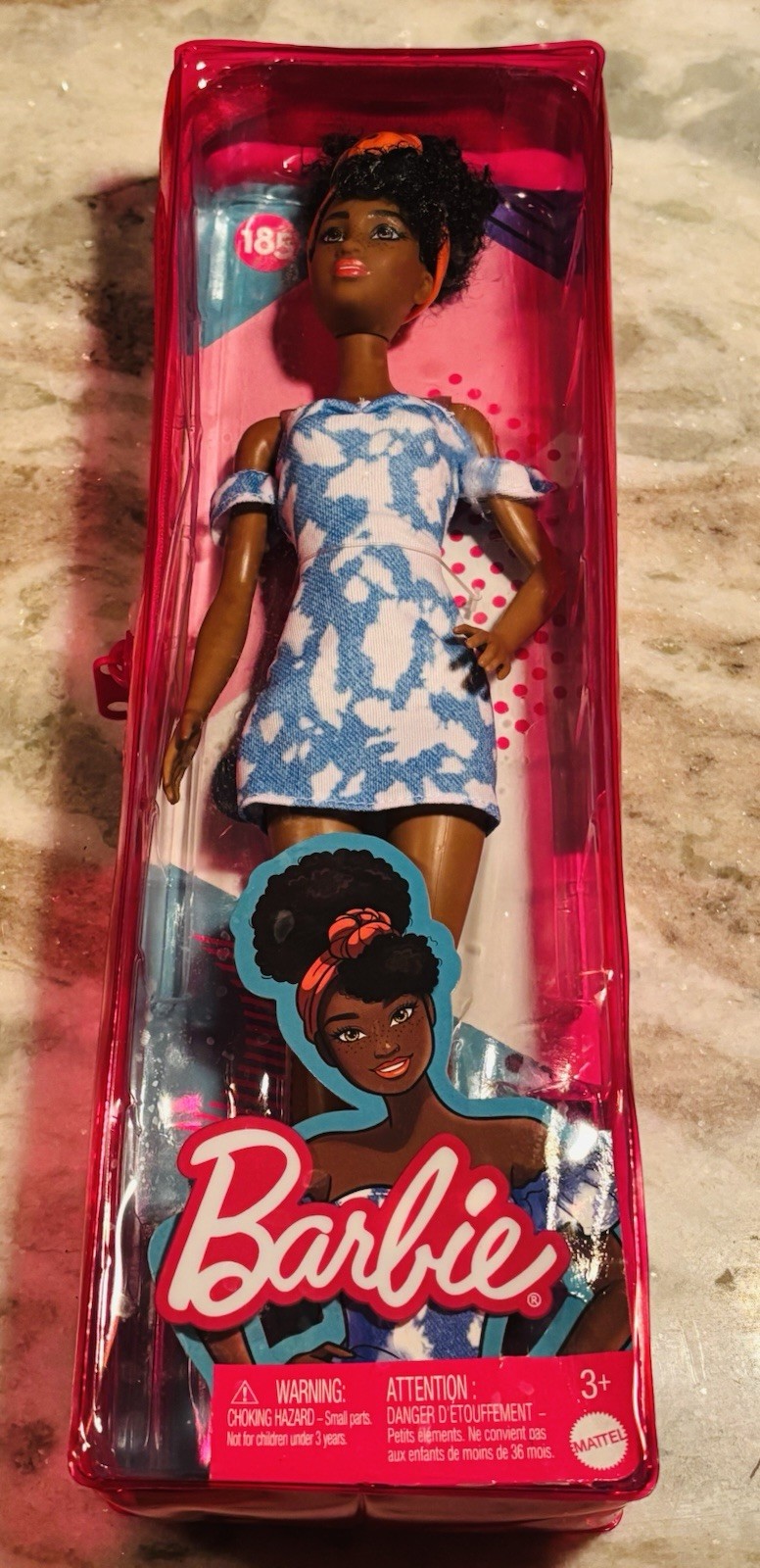 Barbie Fashionista Doll African American Curly Updo w/ Orange Bandana #185 New