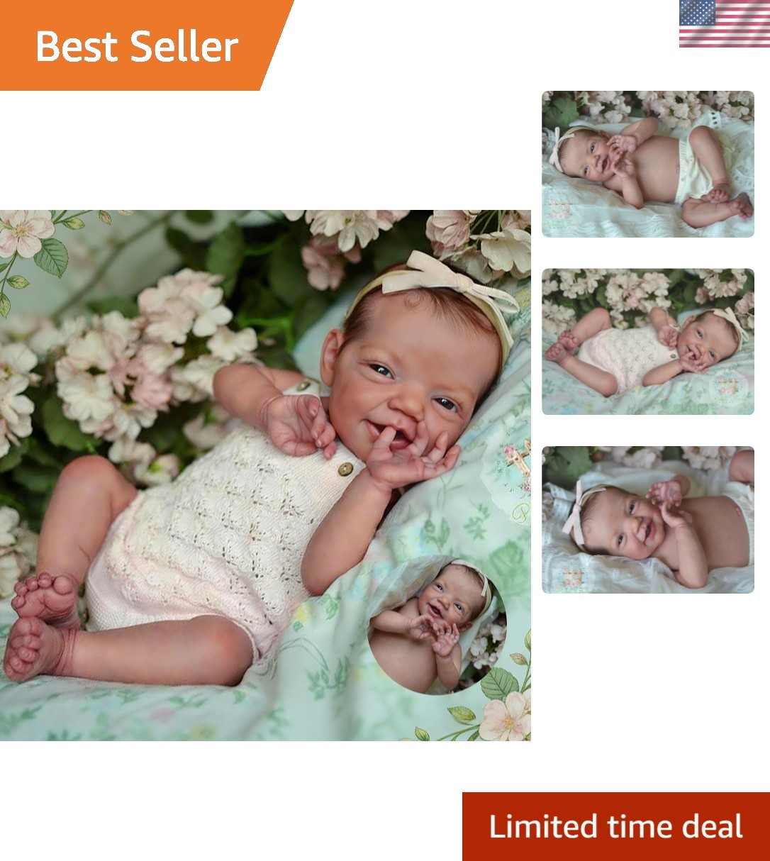 20” Lifelike Reborn Baby Girl Doll – Full Silicone Vinyl, Anatomically Correct