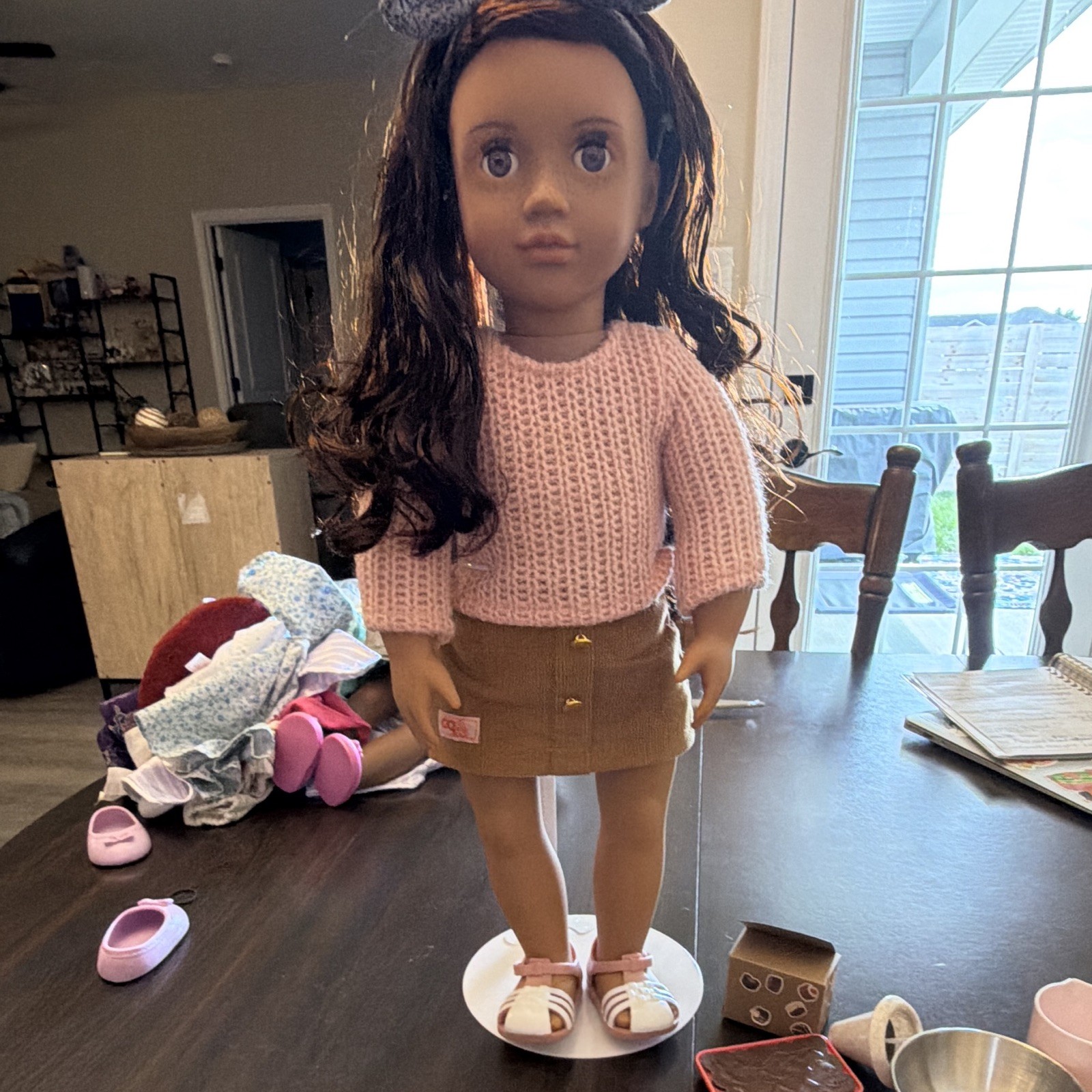 Our Generation 18in Girl Doll Medium Complexion Brown Eyes Brown Wavy Hair Set