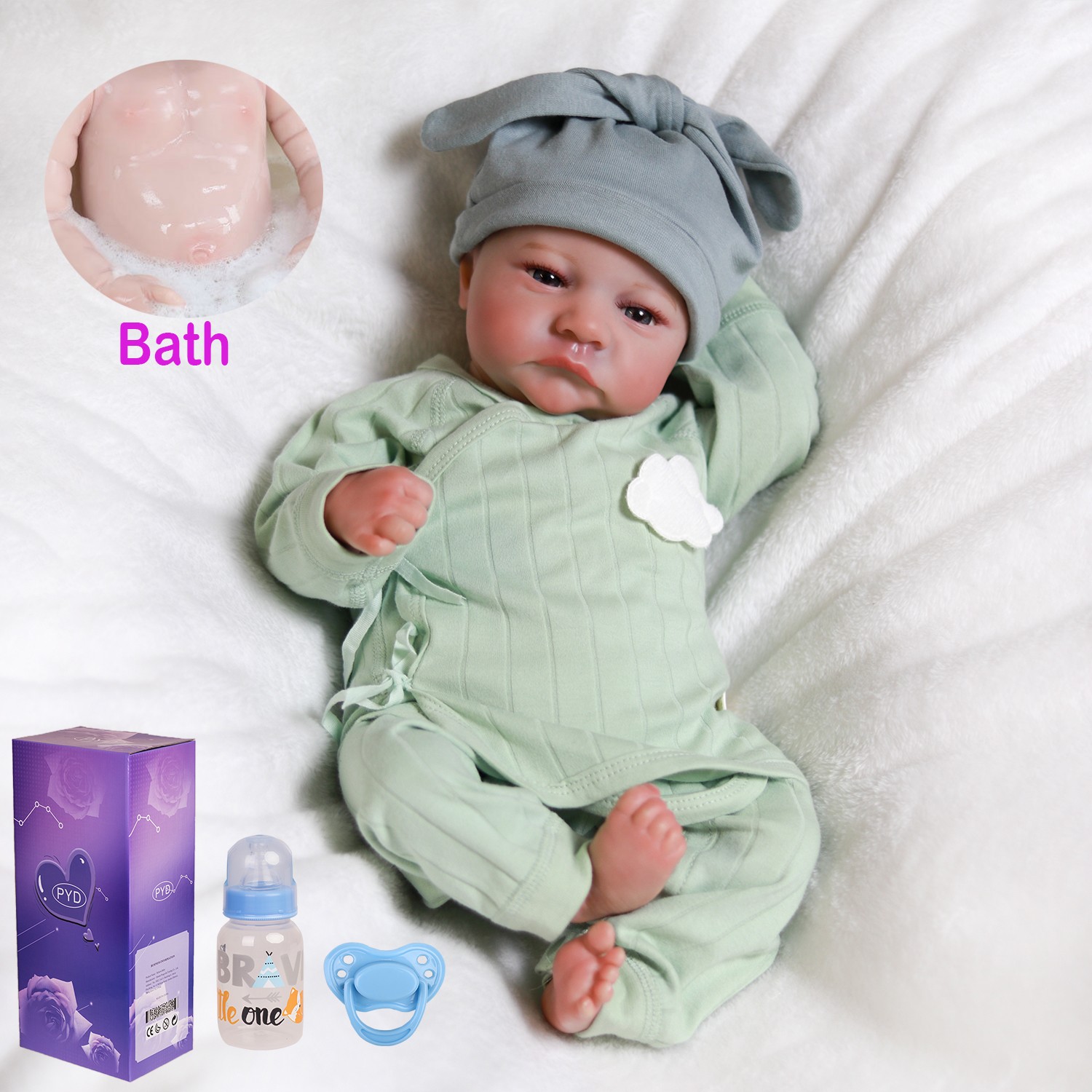 Realistic Reborn Baby Dolls Full Body Vinyl Silicone Newborn Boy Doll Waterproof