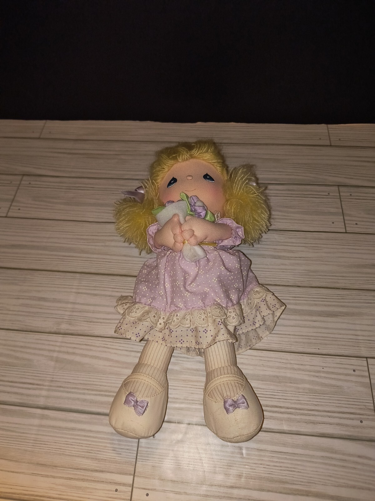 Applause Vintage 1987 Precious Moments 10″in Plush Doll Thank You With Bouquet