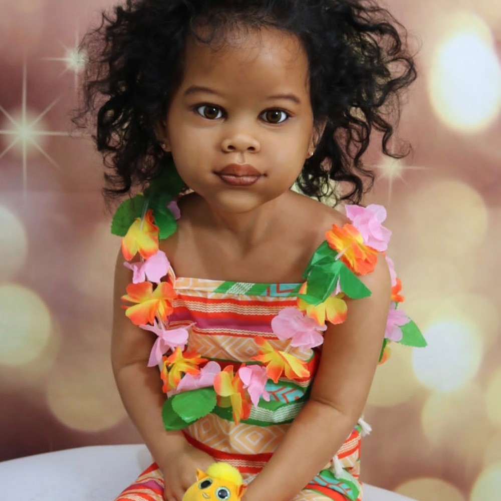 Unfinished Reborn Doll DIY Kits 46″ Black Skin Hand-Rooted Hair Toddler Girl Toy