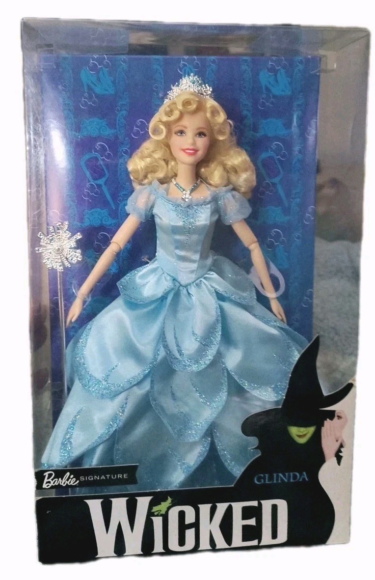 WICKED 2018 Glinda Good Witch Broadway Signature Barbie Doll Wand & Stand NRFB