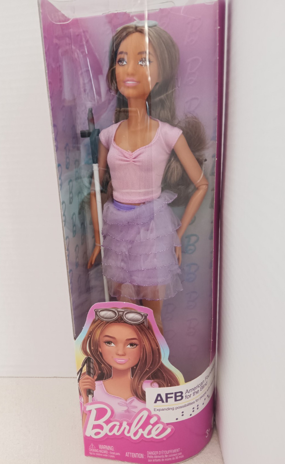 2024 Barbie AFB Fashionista Doll #228 Low Vision with Cane NIB