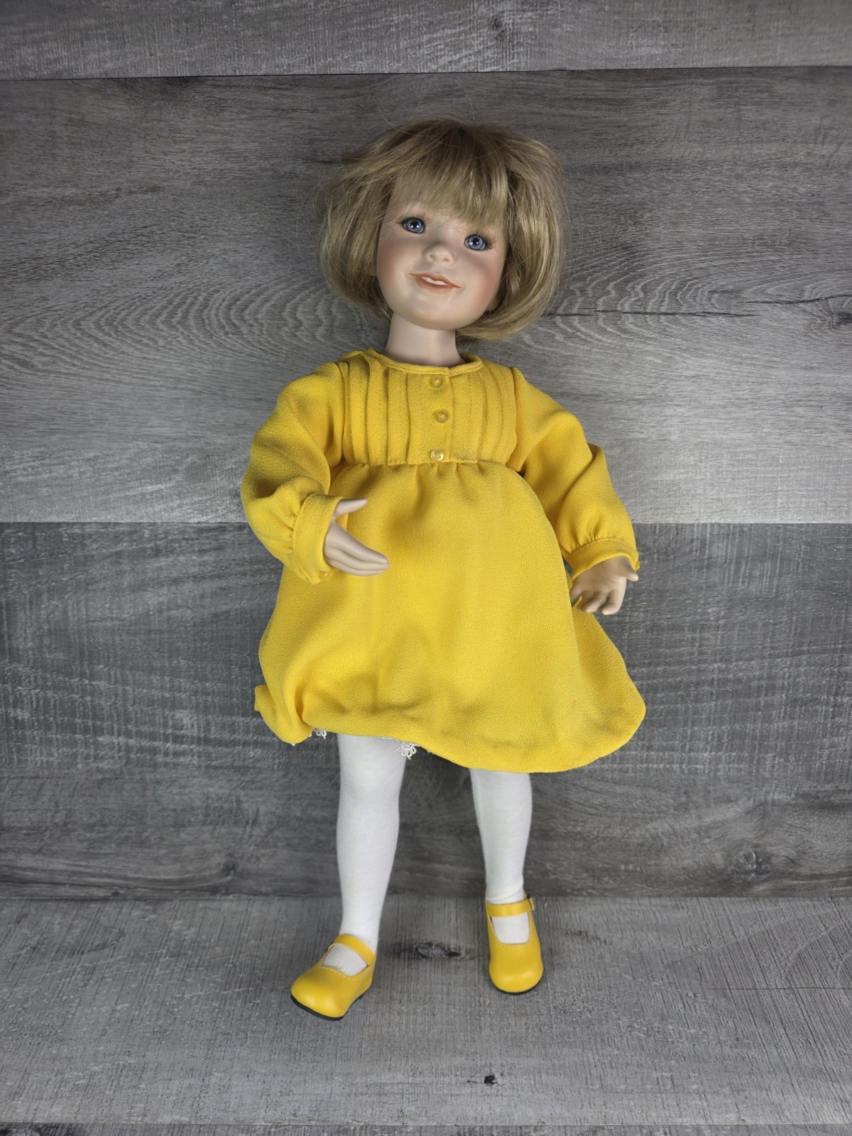 Vtg Danbury Mint Morton Salt Porcelain Doll 18″ Blue Eyes Nancy Leslie b254