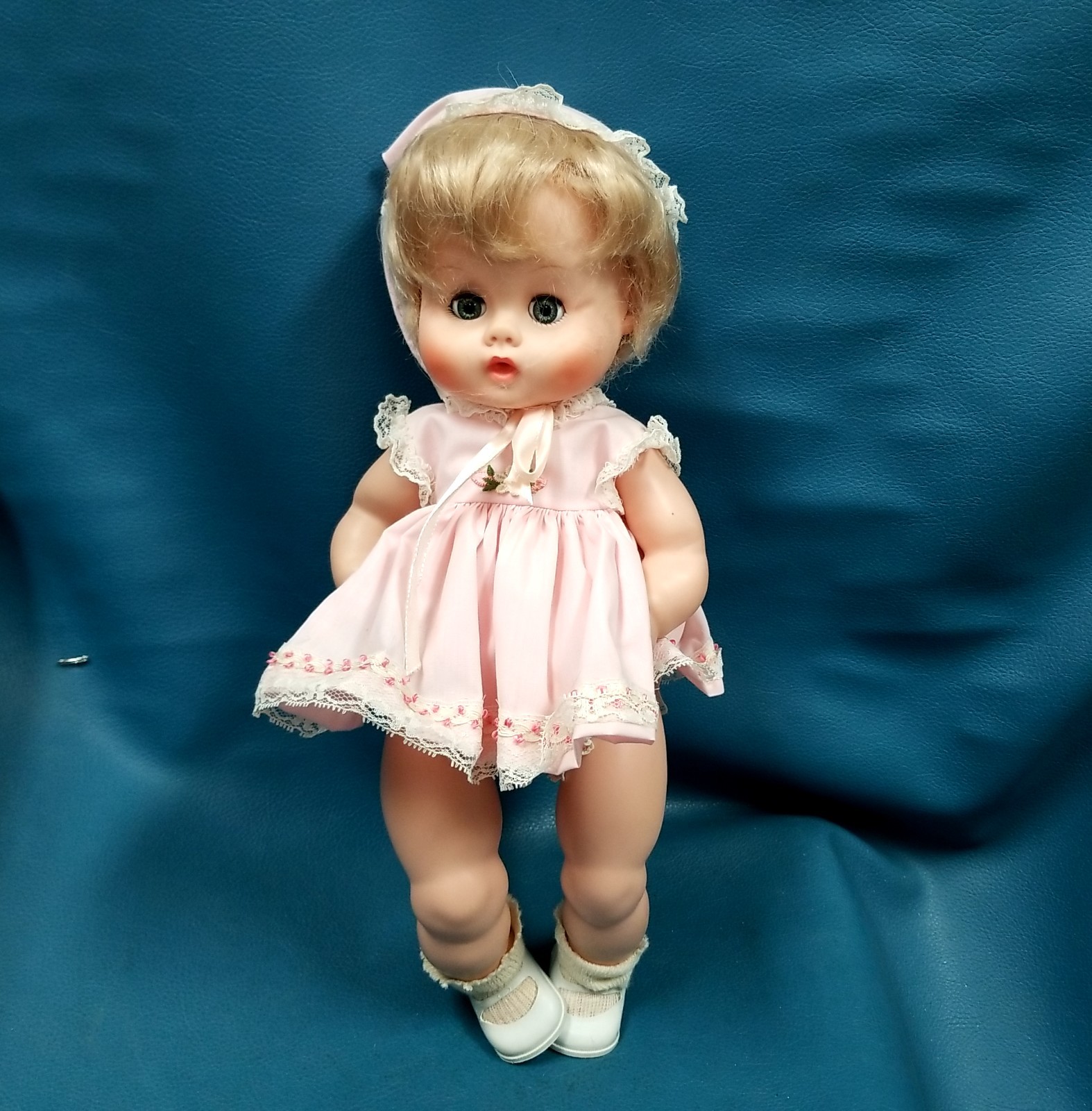 VTG 15″ Baby Ginny Vogue Doll Vinyl Pink Outfit Eat Wet Sleepy Eyes
