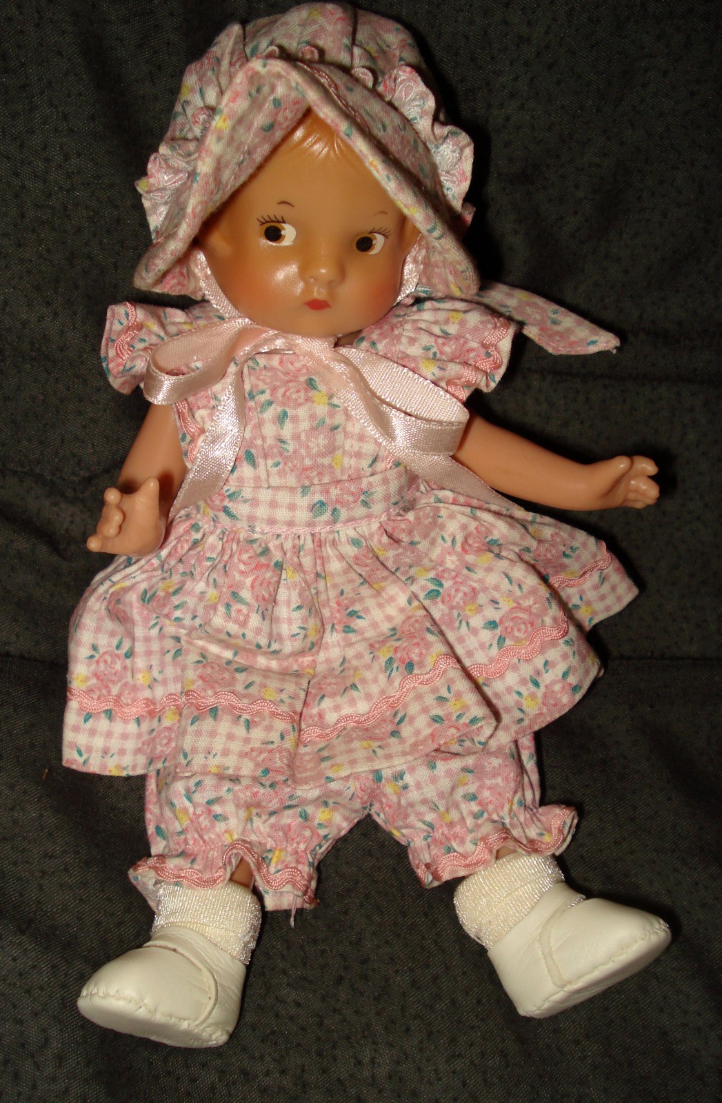 1996 Effanbee Patsyette 9605 Jointed Pink Rose Flower Outfit Bonnet 8 ½” Doll