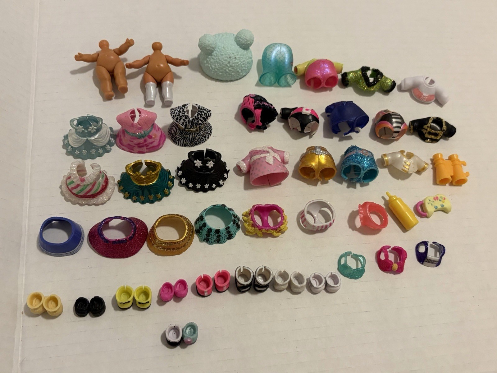 LOL Doll Lot of Clothes and Accessories 43 Pieces And 2 Random Non Matching Shoe