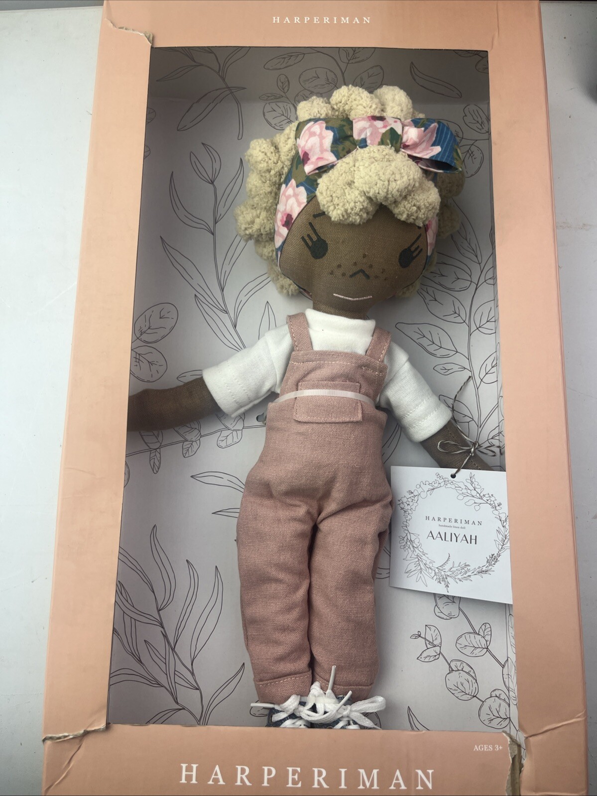 HarperIman Aaliyah 14” Handmade Linen Plush Doll. Box Damage