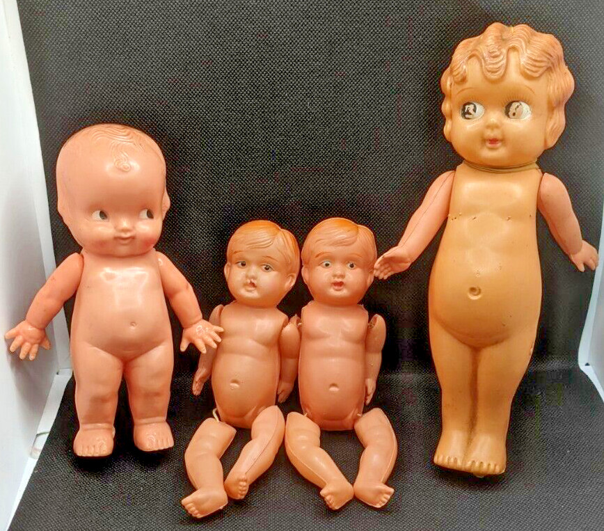 VTG 1920s Kewpie Doll LOT! IRWIN & Celluloid Flapper Dolls; 4″, 6 ” & 9 inches