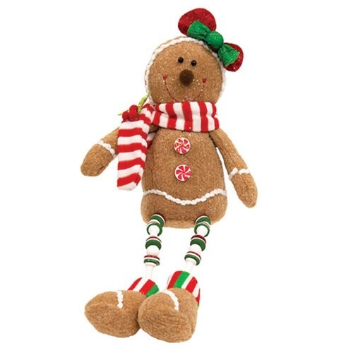 NEW Primitive GINGERBREAD DOLLS 2PC CLOTH PLUSH Country 17″Tx8″Wx3″D Collectible