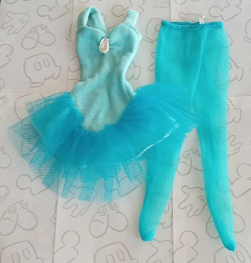 Barbie Doll Blue Dinner Date Dress and Tights 1988 Vintage 1308 Outfit