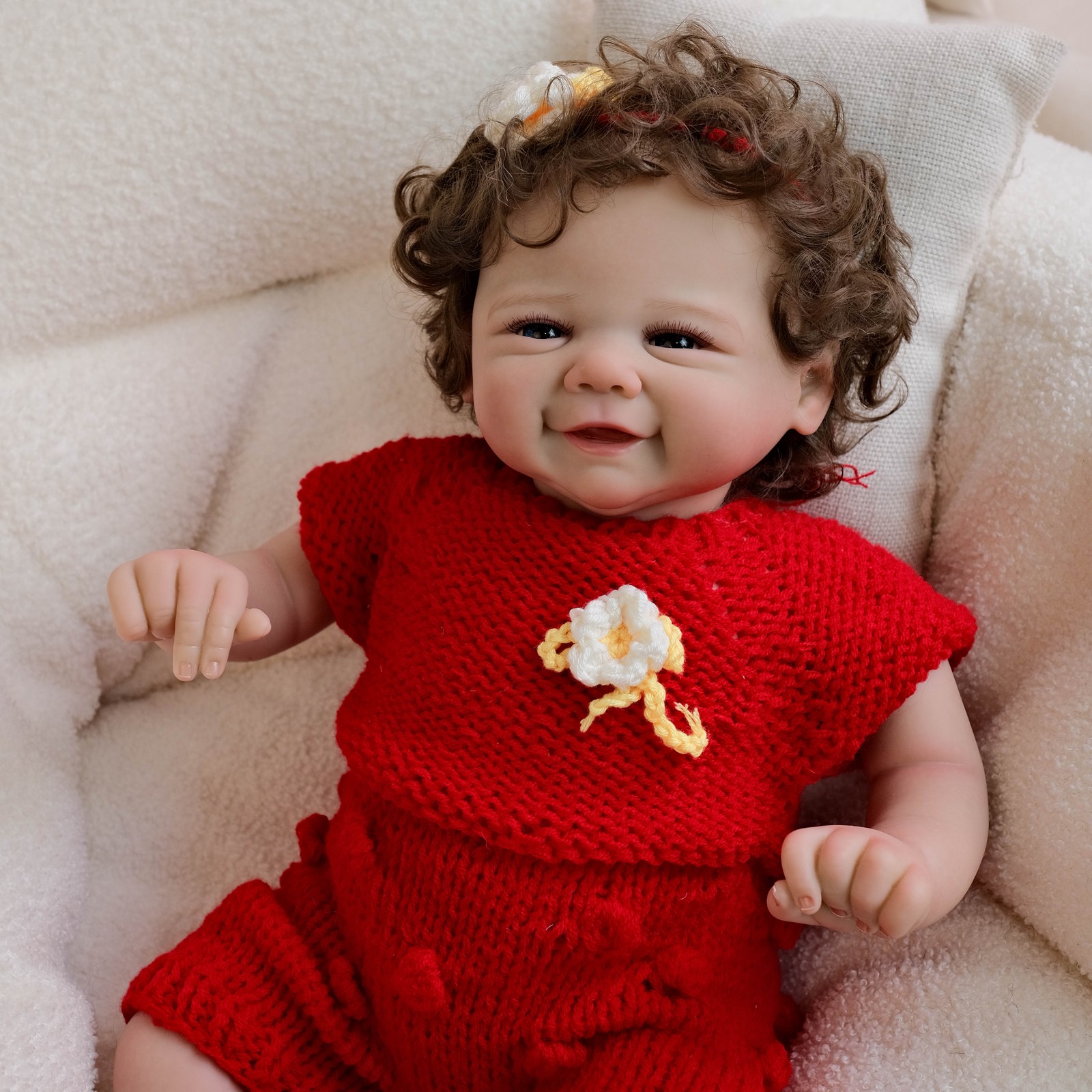 Realistic Smiling 19in Reborn Baby Dolls Sweet Cloth Body Newborn Poseable Limbs
