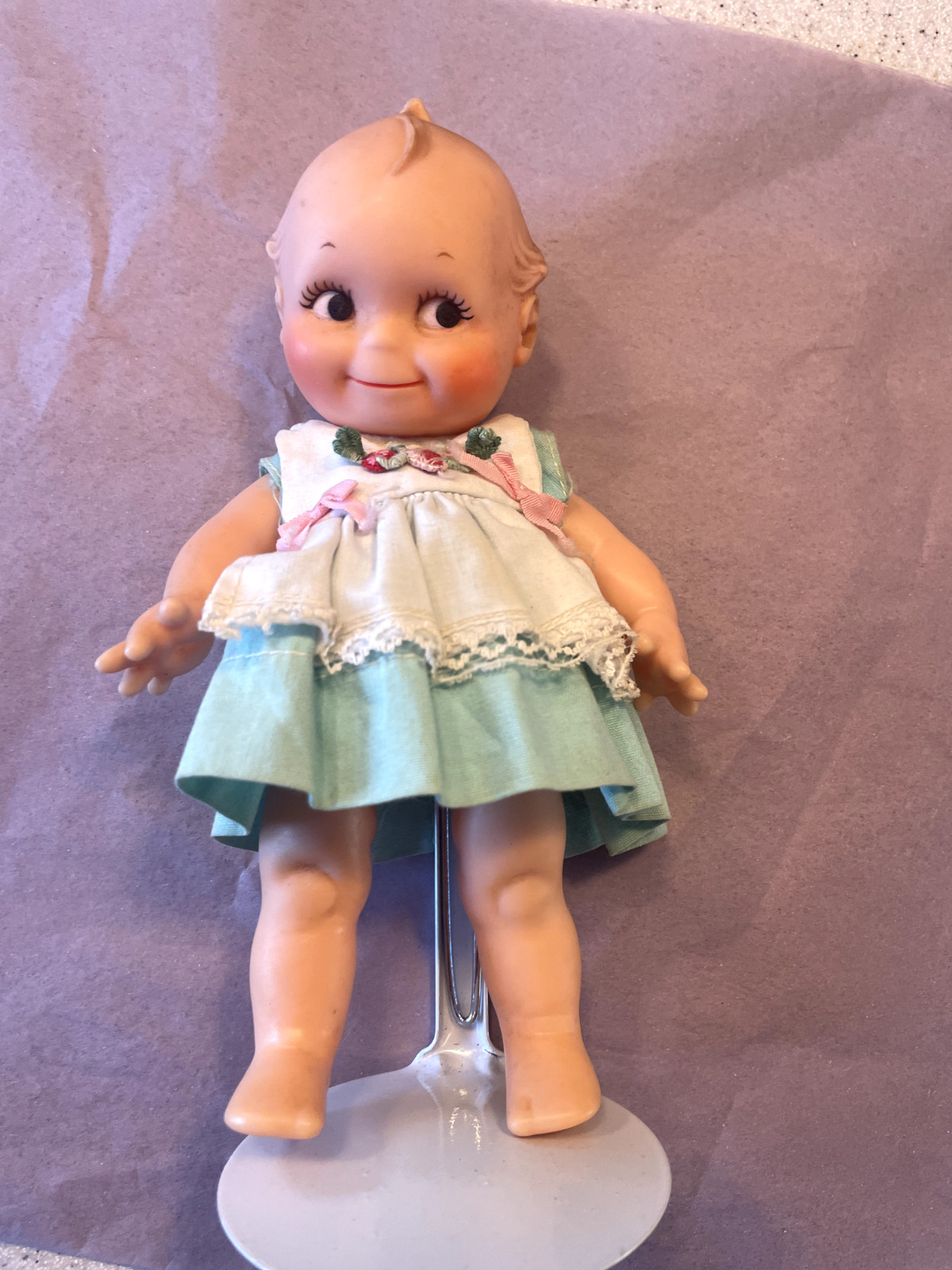 Vintage Jesco Cameo Kewpie Doll about 8″T 1985 with Stand No socks/shoes/under