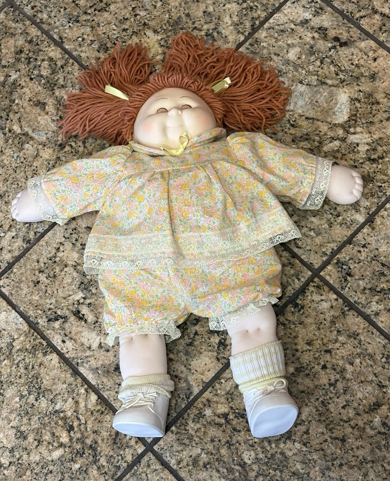 Pre Owned Vintage Beautiful Cloth/Plastic Girl Play Doll With Ginger Yarn Hair