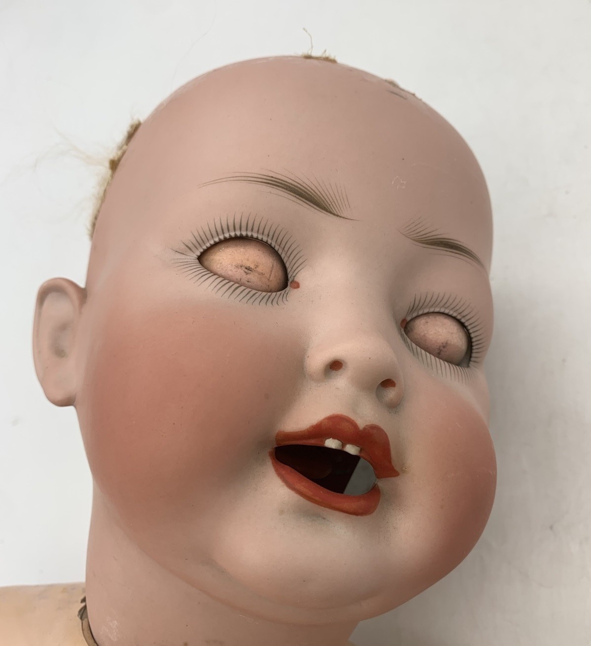 Kley & Hahn 176 Life Size Bisque Character Baby Doll 26” Blue Sleep Eyes Wobble