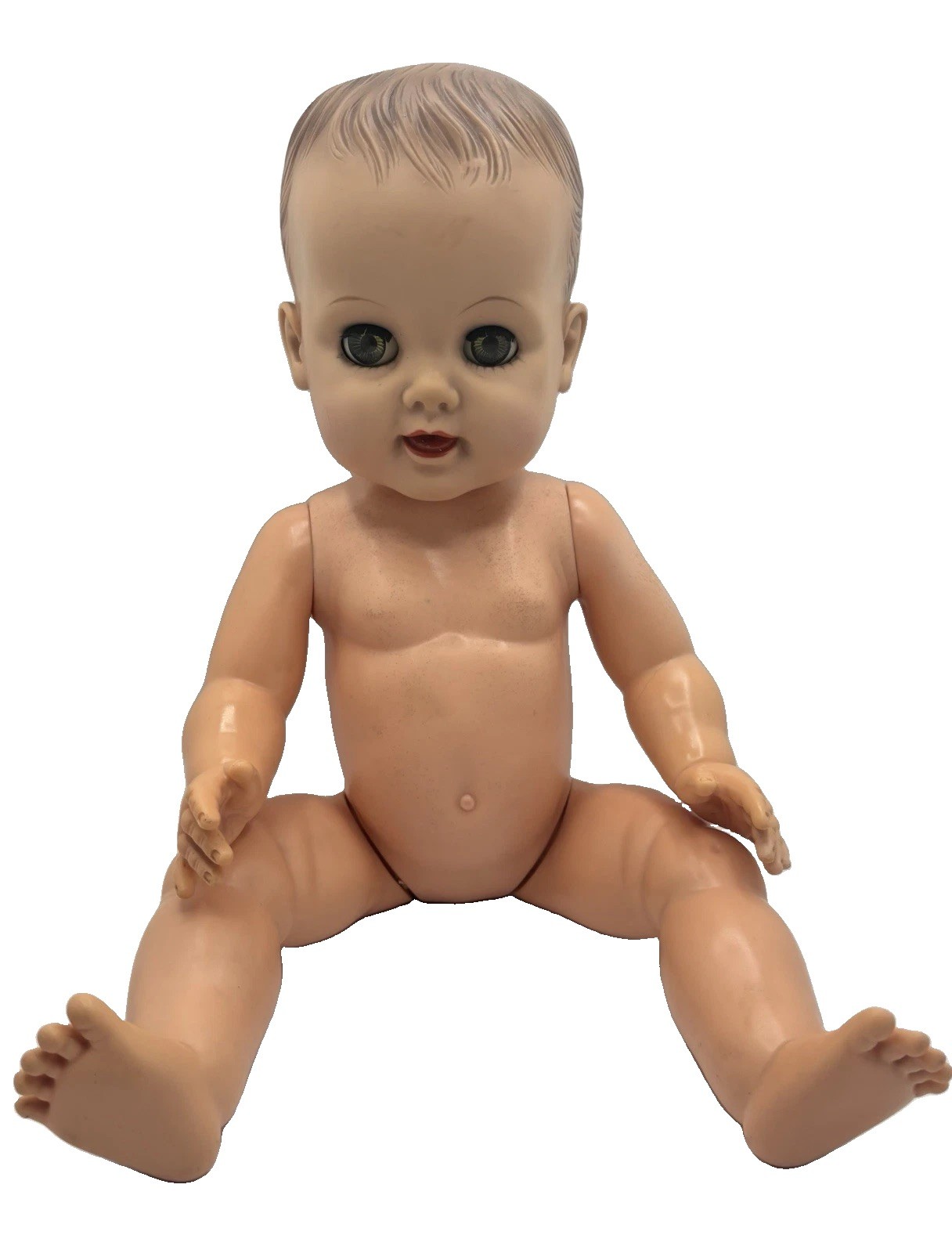 Vintage 1958 Eegee Drink & Wet 20” Baby Carrie Doll Molded Hair TLC Has Flaws