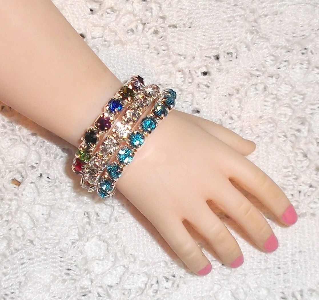 Set of 3 RHINESTONE fashion DOLL bracelets fits CISSY, REVLON & others