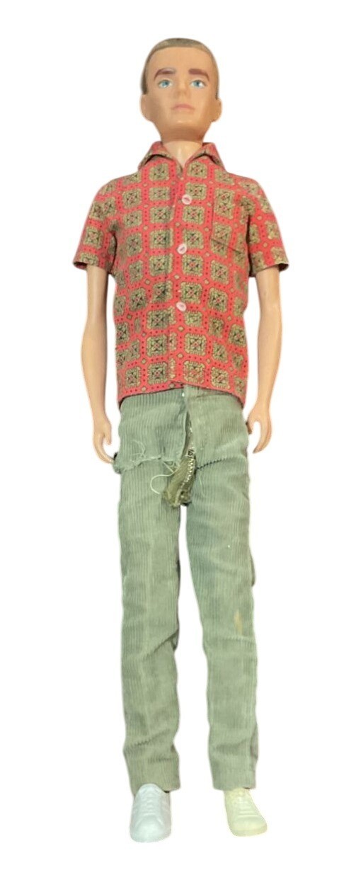 Vintage Ken Doll 1960 Mattel MCMLX Marking Wearing Mattel Shirt Made in USA 12″