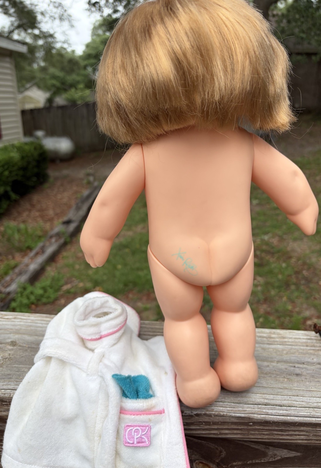 1983 Cabbage Patch Kids Splashin’ Kids Doll Strawberry Blonde Blue Eyes Robe #21