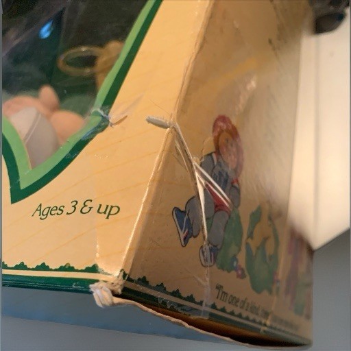 1983 Coleco Cabbage Patch Kid Girl Brown Yarn Side Pigtails In Box Papers Blue