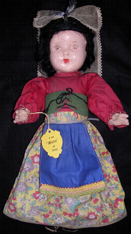 1939 World’s Fair Souvenir Doll 16″ Maria Italy Composition Tagged Rare Effanbe