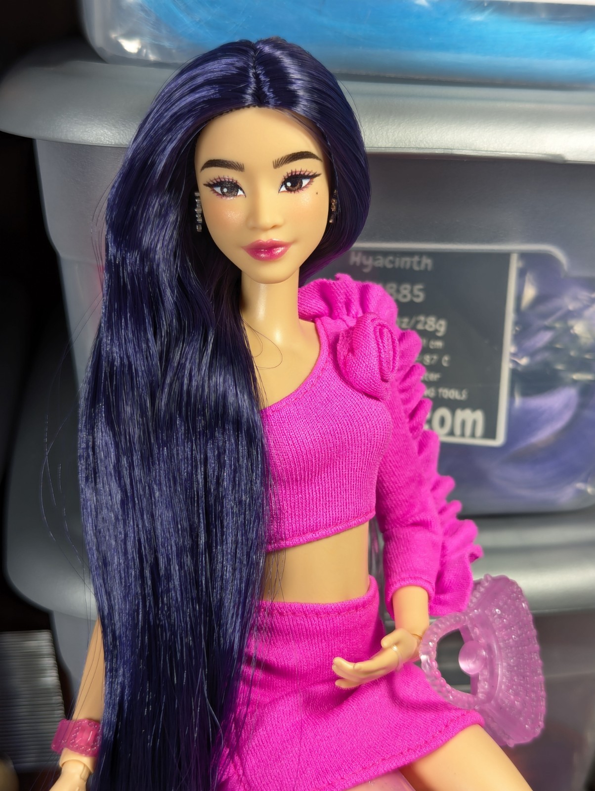 OOAK Custom Reroot Barbie Deluxe Style 2 Doll Long Black Hair Prosthetic Leg