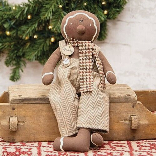 NEW Primitive GINGERBREAD DOLL CLOTH SPRINKLE Country 11″Tx5″Wx3″D Collectible