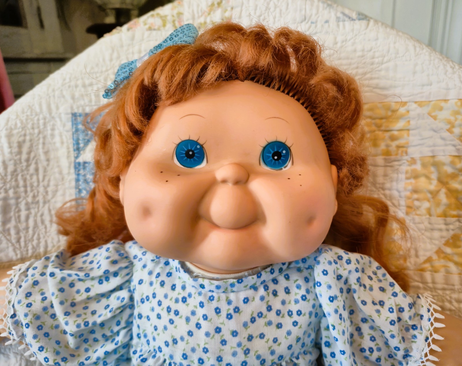 Chubbykins* Eugene Doll Co. 20″ Calico Blue Soft Vinyl Cloth Body Light Red Hair