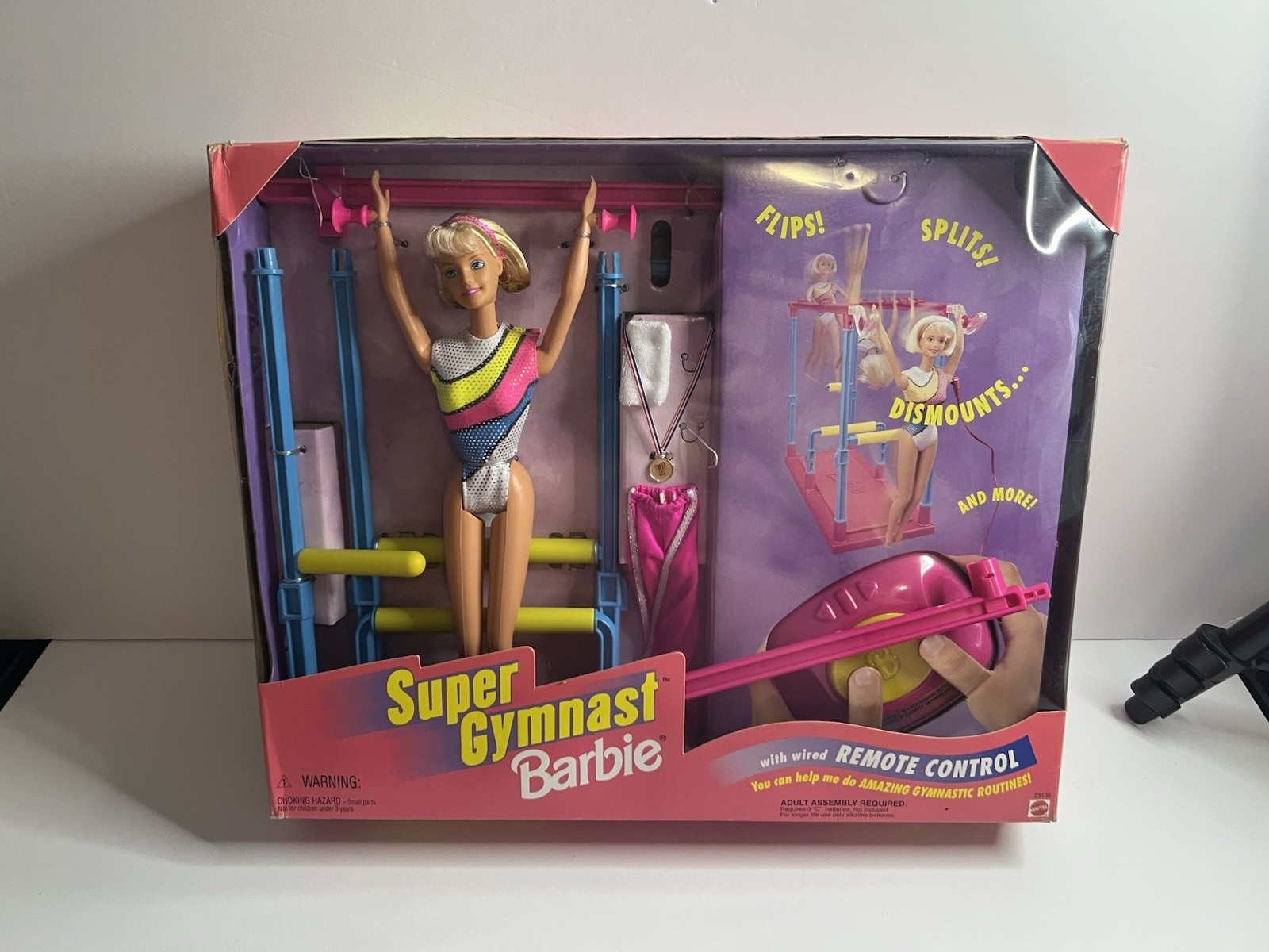 Mattel 1999 Super Gymnast Barbie Doll with Remote Control Gym Set