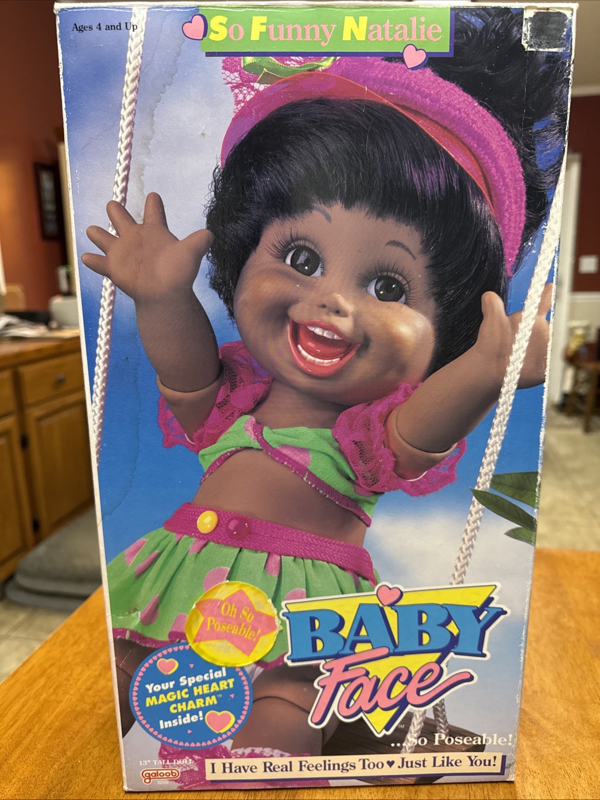 Vintage 1990 Galoob Black Baby Face So Funny Natalie Poseable Doll 13″ NRFB