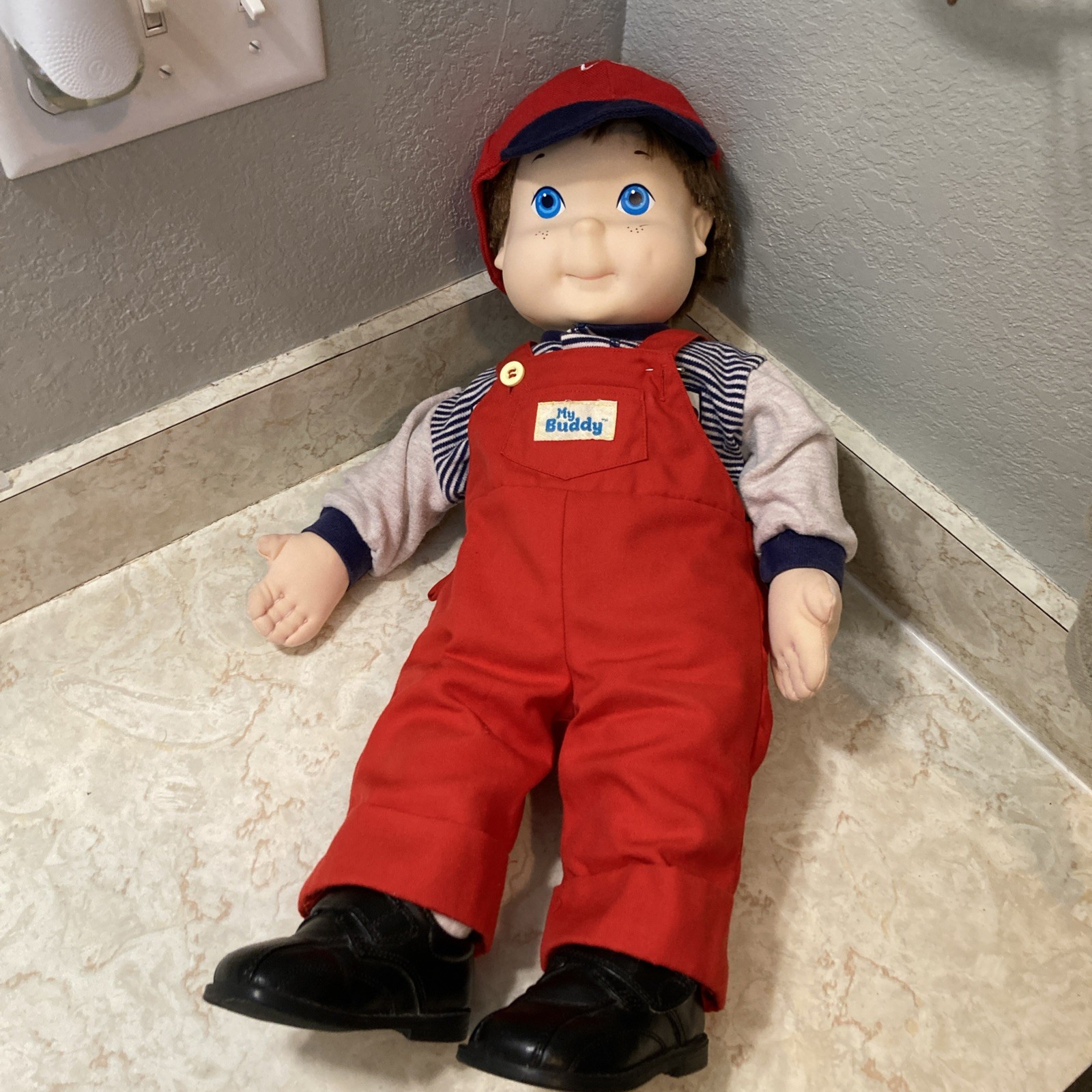 Vintage My Buddy Doll Clothed With Cap Hasbro Playskool 1980’s Brown Hair