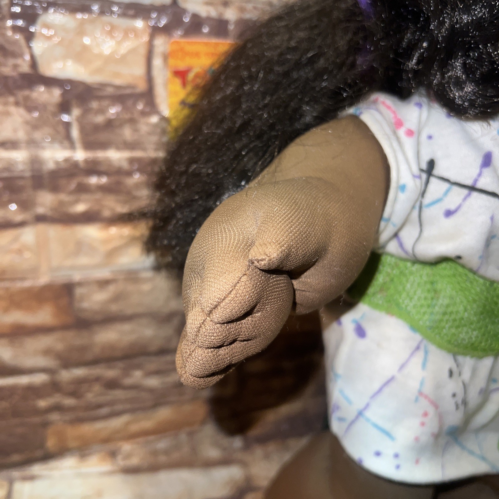 Cabbage Patch Black Doll Long Black Hair Cornsilk Pigtails/Bangs No Tooth Rare