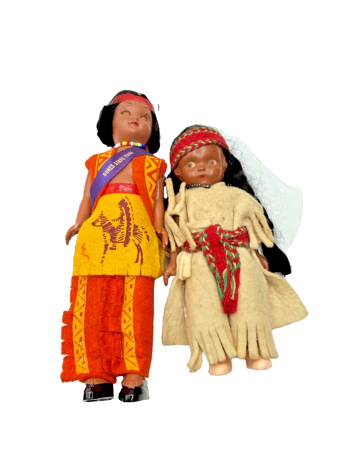 2 Native American Dolls Boy and Girl Doll Sash Dunes State Park