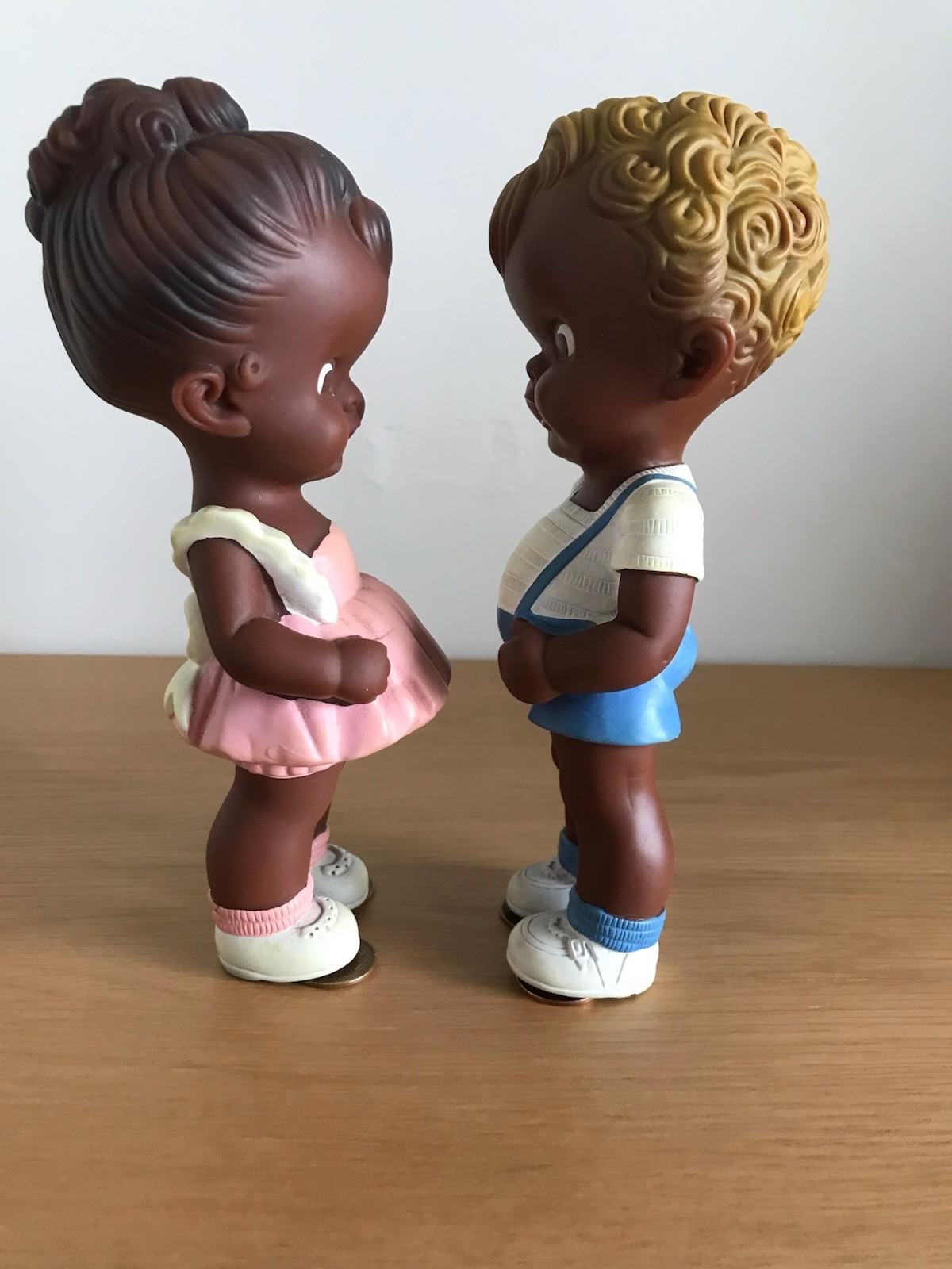 Sun Rubber Dolls Ruth E. Newton Dark Skin Boy & Girl 8 inch. Very Rare Version,