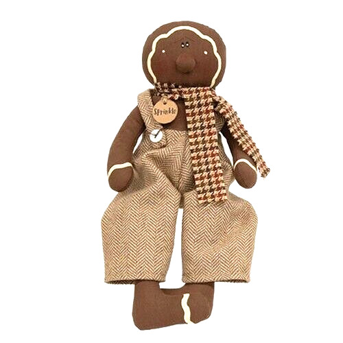 NEW Primitive GINGERBREAD DOLL CLOTH SPRINKLE Country 11″Tx5″Wx3″D Collectible