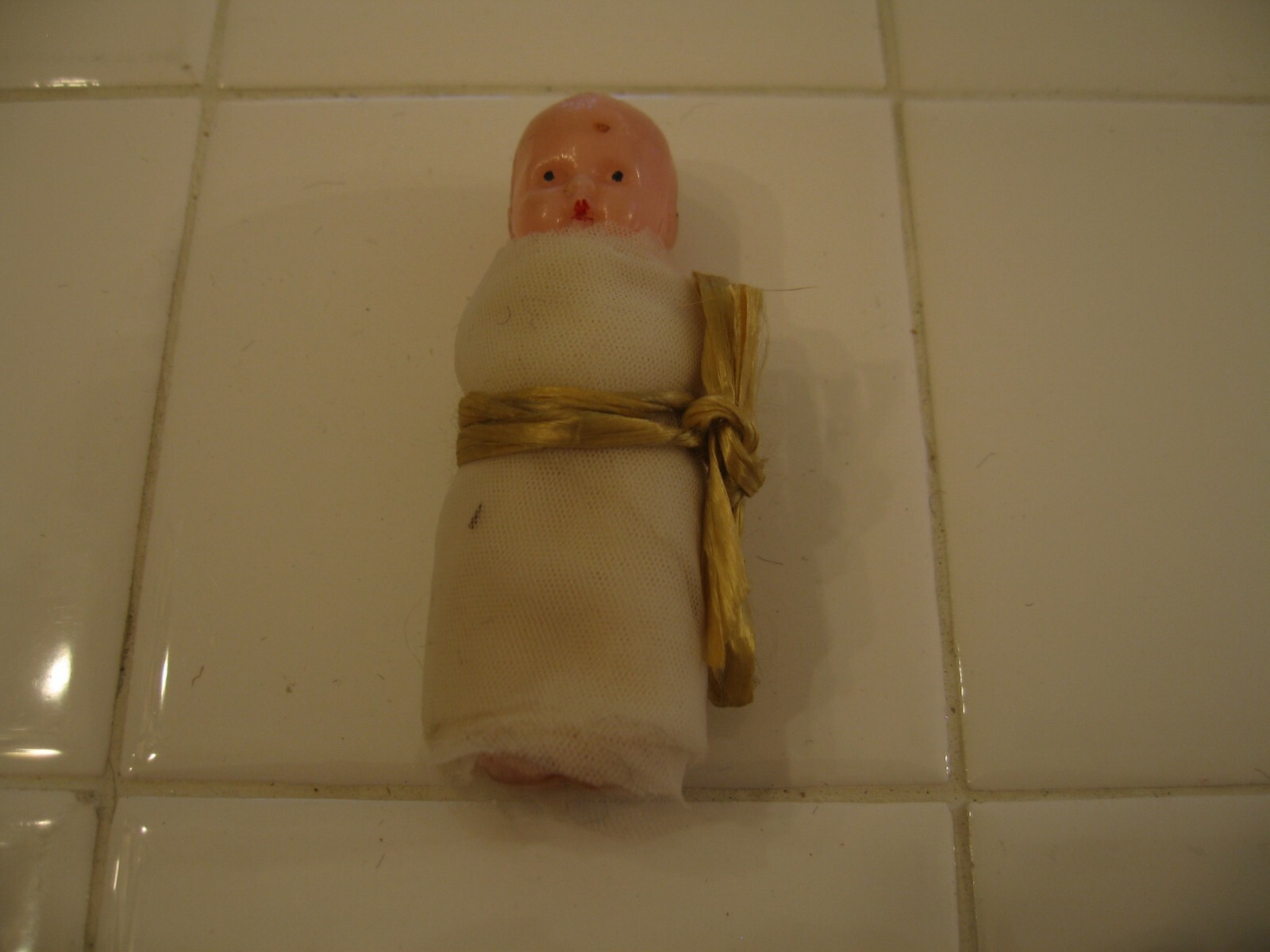 Cute Vintage Plastic Baby Doll In Blanket