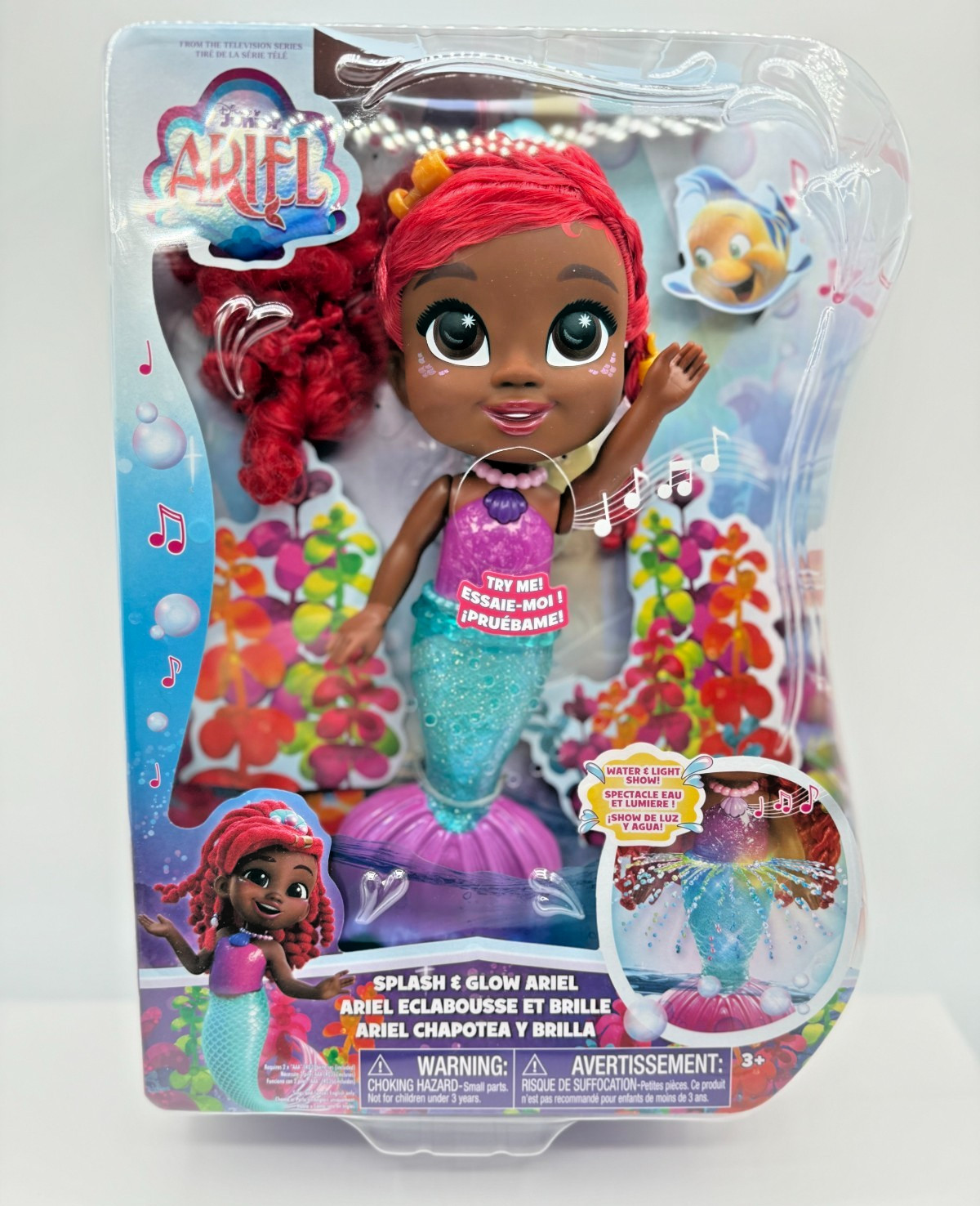Disney Junior Splash Glow Ariel Doll Light Up Mermaid Bath Toy NEW IN BOX