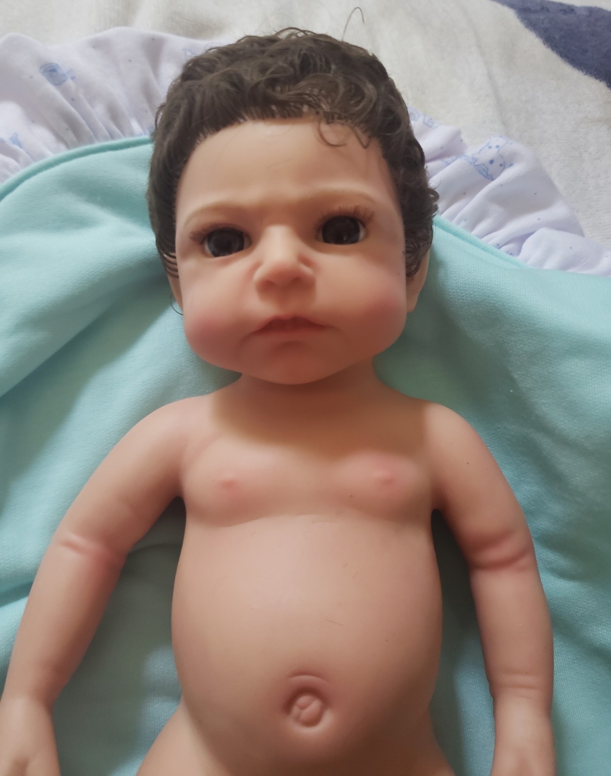NIB Reborn FULLSilicone BabyBoyDoll Ludon Rooted Hair+Extras not pict binkies+?