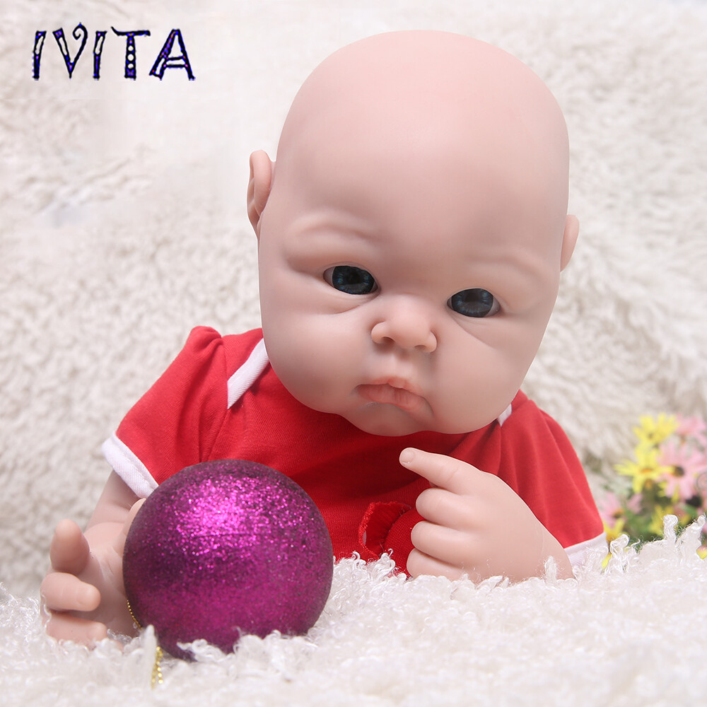 IVITA 19″Popular Blue Eyes Boy&Girl Full Silicone Doll Reborn Baby Toddler Toy