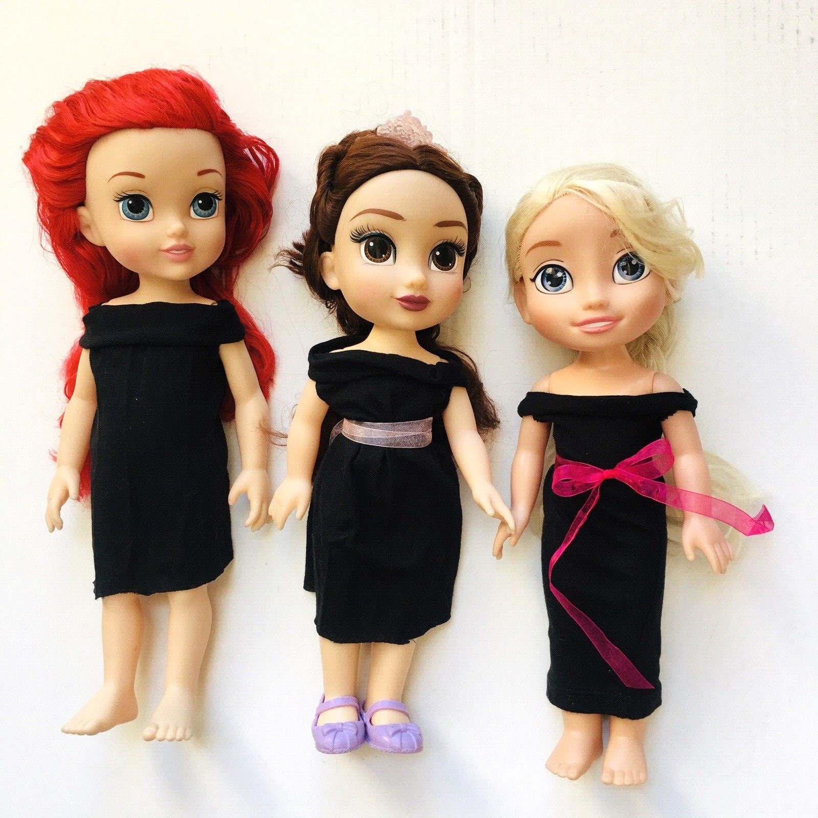 Lot of 3 Disney Princess Little Mermaid 16″, Belle 14″, Elsa 14″ doll E1-251
