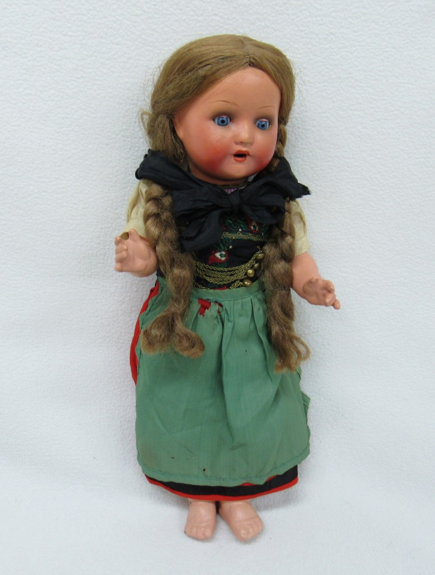 Antique German Composition Doll Marked 42 Glass Sleep Eyes
